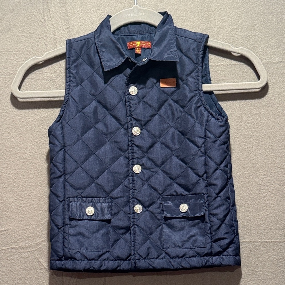 7 For All Mankind Navy Blue Quilted Vest